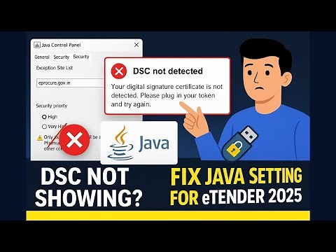 Java Settings for Digital Signature | Fix DSC Not Showing in eProcurement & e-Tendering (2025