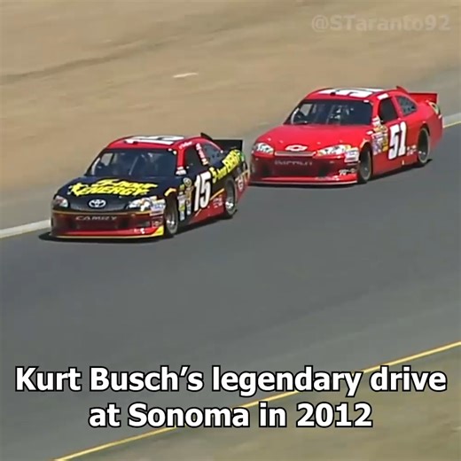 Steven Taranto on Instagram: "NASCAR Hall of Famer Kurt Busch had a reputation of making every team he drove for better. Nowhere was that more obvious than when he spent a year at Phoenix Racing in 2012 and almost carried James Finch's No. 51 to victory at Sonoma. Busch ran down Clint Bowyer in the final laps and was all over him when he clipped a stack of tires, which caused the trackbar to break. Driving with the rear end of his car flopping all over the place, he finished third anyway in what