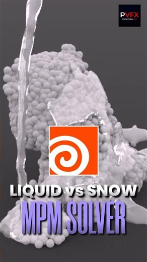 Houdini FX | Snow & Water Interaction | MPM Solver Test #houdini #houdinifx #mpmsolver #vfxartists