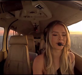 Sunset landing in a small aircraft