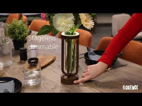 Securit® Wireless Table Vase Lamp Florence in Brown