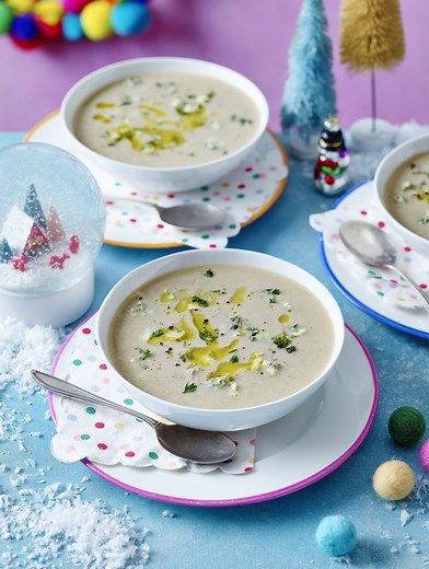 This warming celeriac, walnut and stilton soup is perfect for wintertime