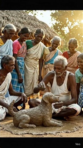 Village Man Creates Beautiful Dog from Mud 🐕 | Incredible Clay Art #Shorts