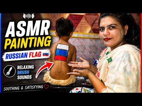 ASMR Russian Flag Body Painting 🇷🇺 | Relaxing Brush Sounds