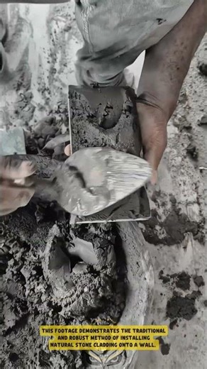 Installing Natural Stone Walls Using a Trowel and Hammer - Good Tools and Machinery in Daily Work