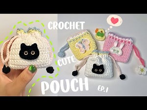 🐱Crochet Pouch Tutorial | How to Crochet a drawstring pouch | Cute crochet idea | Gift idea