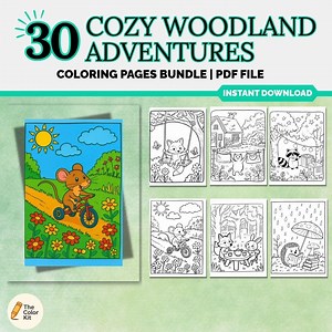 Woodland Creatures Coloring Pages - Etsy UK