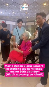 1.8M views · 47K reactions | Movie Queen Gloria Romero, ecstatic to see her friends on her 90th birthday (Higpit ng yakap sa lahat!) #GloriaRomero #GloriaRomeroAt90 #GloriaRomerosGlorious90thBday #MovieQueen #SampaguitaPictures #MaritessGutierrez #EntertainmentNewsPH #PikapikaPH | Pikapika | Facebook