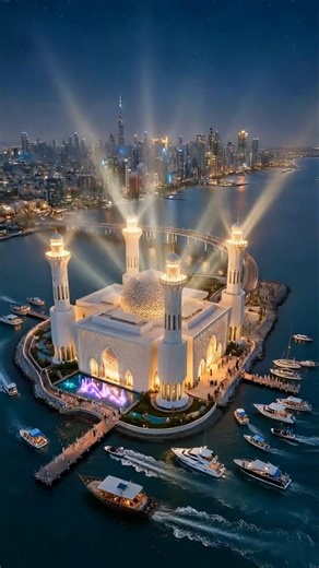 Watch this stunning modern mosque floating on the water 🕌🏗️🌙 #shorts