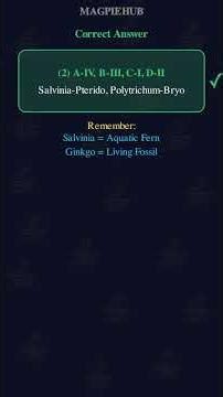 NEET 2025 Q162 Solution | Plant Kingdom Classification - Pteridophyte, Bryophyte, Gymnosperm Example