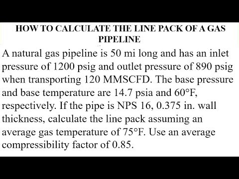 How to calculate the line pack of a gas pipeline