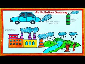 types of air pollution drawing in simple and easy manner | science project academy