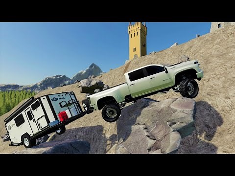 Extreme camping to find secret castle and treasure | Farming Simulator 19 camping and mudding