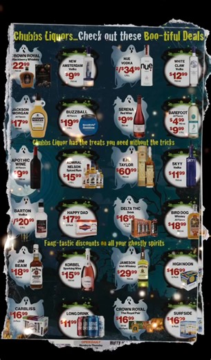 🎃Halloween is creeping closer….and also so are the savings “…? Stop by Chubbs liquor’s for scary-gold deal on all your favorite drinks for Crisp fall seltzers to Rich Bourbon seasonal beers. Hi Honey, and party-cocktail’s. 🎃 🎃🎃 🎃🎃🎃don’t wait these prices disappear after October 31st📍Chubbs 🎃🎃🎃🎃🎃 what’s your Favorite Halloween Drink ?🎃🔥 | Chubb's Liquors Canton IL