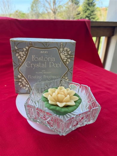 Avon Vintage Fostoria Crystal Pool With Floral Medley Floating Candle 1979-80 - Etsy