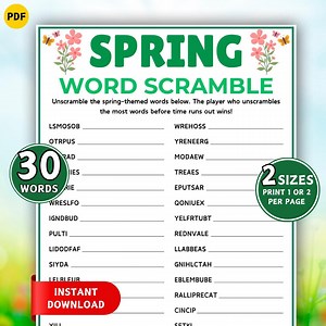 Spring Word Scramble Game, Printable Spring Games, Activity Word Game for Kids Teens Adults, Spring Classroom Party Game, Word Find Game - Etsy