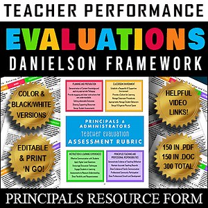 DANIELSON FRAMEWORK | Principal Admin. Assessment for Evaluating Teachers SALE!
