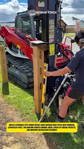 Hydraulic Fence Post Beast #Construction #Satisfying