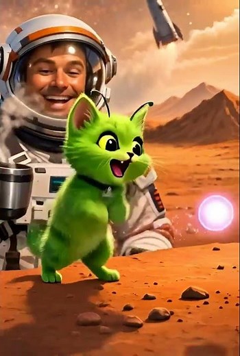 Cute Alien Cat on Mars | Cinematic AI Animation Short