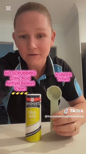 NO SCRUBBING Citric Acid Clean - Airfryer Basket Clean in Under 11mins #clean #cleaning #cleantok #tutorial #recommendations @mckenziesfoods @Coles Australia @Coles @Woolworths_au