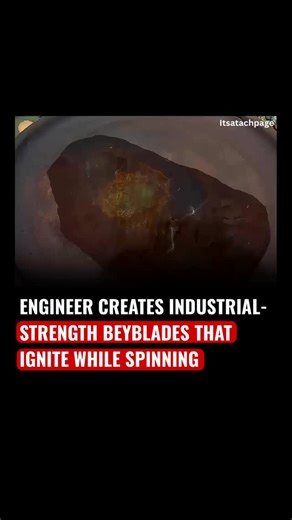 Tech Page on Instagram: "An engineer has created industrial-strength Beyblade-style spinners built with heavy-duty materials and powered to reach extreme speeds. As they spin, friction and special ignition elements cause them to spark and ignite, creating a dramatic fire effect. The project is a mix of engineering and spectacle, showcasing precision mechanics, material science, and controlled combustion and turning a childhood toy concept into a high-power mechanical experiment. #tech #technews 