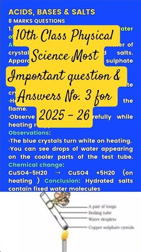 Class 10 Physical Science: Acids, Bases and Salts – Very Important 8 Marks Question 3 (2025–26)