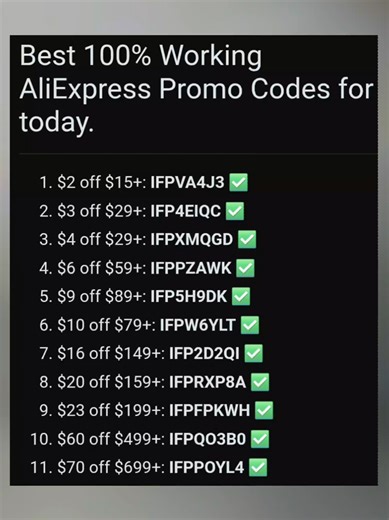 Aliexpress 100% Working NEW Promo Codes for today January 14th 2026 for the AliExpress winter Sale going from today until January 18th! So make sure to take advantage of thes Aliexpress Coupons and Discount Codes while they last ! Limited stock ! #aliexpress #aliexpress1111 #promocodes #deals #aliexpressfinds