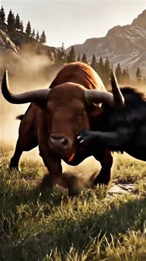 Wolf Lion vs Giant Bull – Epic Battle