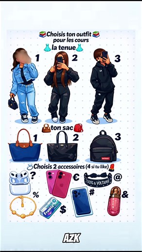 1, 2 ou 3 ? quel est ton style aujourd’hui ? 👗🎒 #outfitcheck #fyp #pourtoi #streetwear #viral