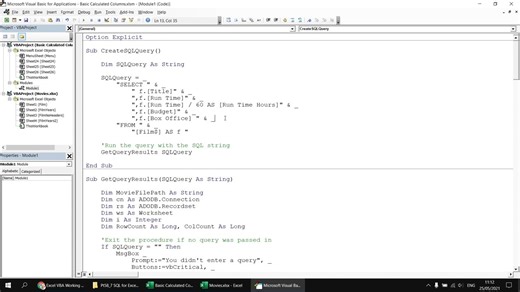 Excel VBA Introduction Part 58.7 - SQL for Excel Files - Basic Calculated Column