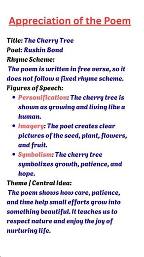 Appreciation of the poem the cherry tree
