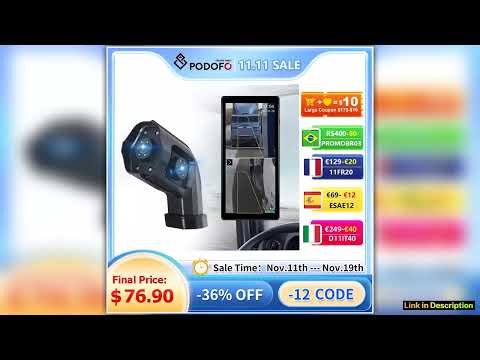 Podofo 1036 Car Side View Vertical Monitor For Truck Electronic Rearview Mirror Touch Screen DualCa