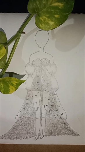 Subscribe for daily fashion sketches ✨\r#shorts #fashiondesign #tiereddress #straplessgown #viral