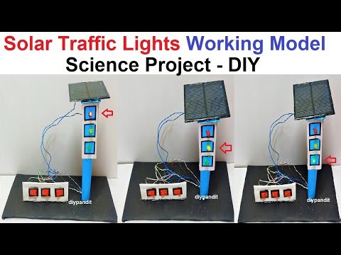 solar traffic signal lights working model for science project exhibition - simple | DIY pandit
