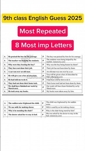 9th Class English imp letters 2025 Class 9 English Paper 2025 class 9 English Guess Paper 2025
