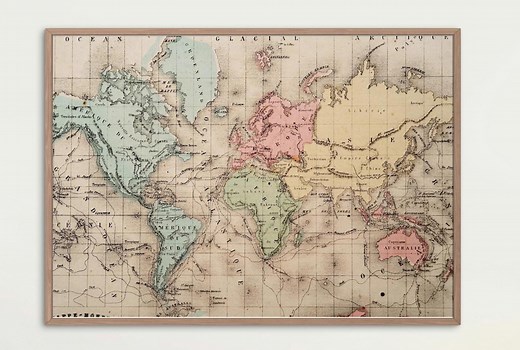 Vintage World Map of Continents Digital Download | Antique Map Printable | High-resolution Old World Map | JPG & PNG | Instant Download - Etsy