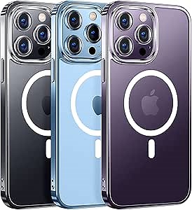 [MagSafe Compatible] Clear case for iPhone 12 (6.1 Transparent Slim Back with Metal Frame Bumper - Military Grade Full Body Protection (Black, for iPhone 12)