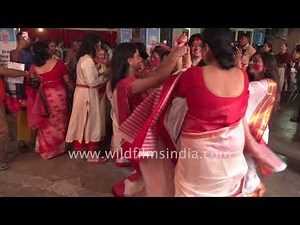 Bengali women dance after Sindoor Khela in Matri Mandir - Durga Puja in Delhi