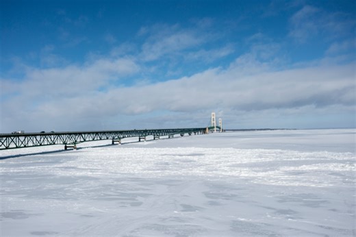 Mackinac Bridge reopens a day after latest closure due to falling ice