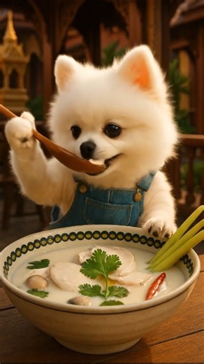 Pome-chan's Creamy Tom Kha Gai Comfort!｜ポメちゃん感動！巨大トムカーガイの優しさ！｜포메짱, 거대 똠카가의 부드러움에 감동!