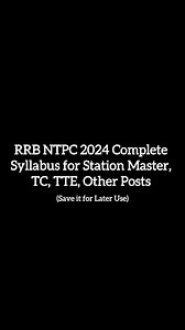 SSC Preparations (CGL+CHSL+CPO) and Railways Exams | RRB NTPC 2024 Complete Syllabus for Station Master, TC, TTE, Others 🎯Download all the RRB NTPC 2021 107 Shifts from this link with... | Instagram