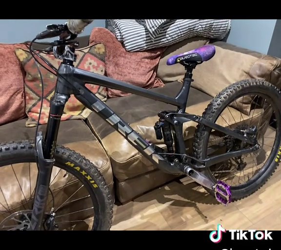 Applying Purple Fork Stickers on My Nukeproof Bike