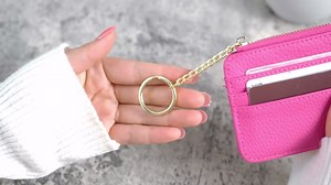 Credit Card Wallet, Slim Credit Card Holder 6 Slots&1 Zip Pocket, Minimalist Wallet Keychain for Women Men (Black)