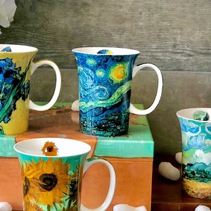 Coffee drinking for the art lover with beautiful and vibrant Vincent van Gogh mugs. McIntosh Mugs is a premium brand of fine bone china coffee and tea mugs. The Van Gogh mugs are gift boxed and ready to gift...they are easy to use - dishwasher and microwave safe...strong and durable, yet light and thin lipped - fine bone china mugs. Available now, McIntosh ships quickly. | McIntosh Mugs