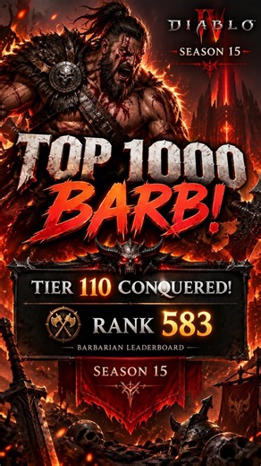 TOP 1000 BARBARIAN! Season 15 Leaderboard Push | Diablo 4