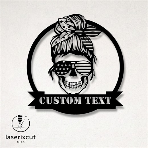 Customizable US American Girl Skull SVG Laser Cut File – Glowforge, Cricut, Cnc, DIY Patriotic Decor, Rock Style Wall Art, Digital Download - Etsy