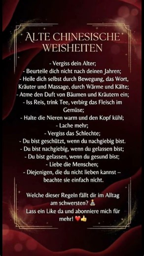 Alte chinesische Weisheiten für ein langes, gesundes und glückliches Leben