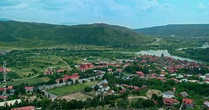 The city of Mtskheta from a bird's-eye view with all the main attractions Stock Video