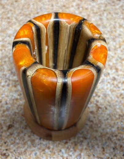 Turned Bamboo and Wood Vase With Resin - Etsy