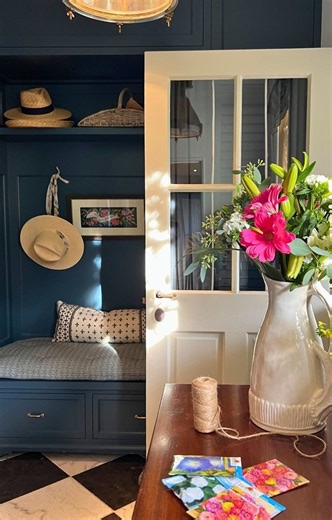Cher Beall on Instagram: "Back Door Entry Concept✨ Even forgotten spaces deserve attention. A well-designed backroom blends function with unexpected charm. Thanks for watching! Stay tuned for more organization tips and concepts... #cherbeall #loveofplace #interiordesign #interiordesigner #organization #organizationtips"